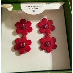Kate Spade New York X Target Red Flower Floral Linear Dangle Stud Earrings